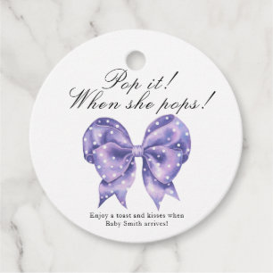 Pop it when she pops! - Bow Polka Dot Baby shower Favour Tags