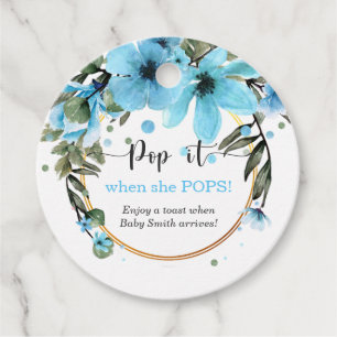Pop it when she pops boy baby shower favour tags