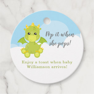 Pop It When She Pops Boy Dragon Baby Shower Favour Tags
