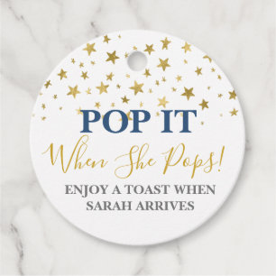 Pop it when she pops boy favour tags