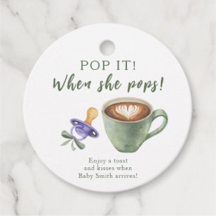 Pop it when she pops! Coffee baby shower Favour Tags