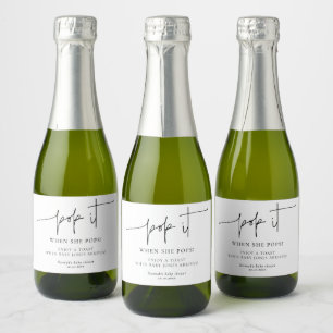 Pop it when she pops Elegant Baby Shower Champagne Sparkling Wine Label