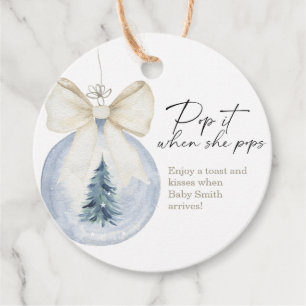 Pop it when she pops elegant Christmas tree Favour Tags