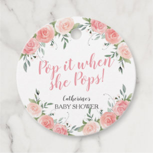 Pop it when She Pops Floral Baby Shower Favour Tag
