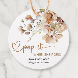 Pop It When She Pops Floral Baby Shower Favour Tags