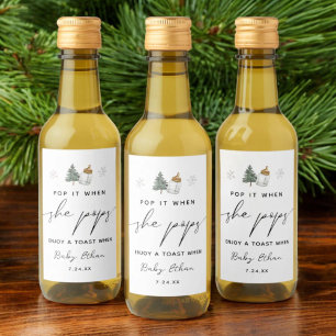 Pop it When She Pops Mountain Winter Baby Shower Wine Label