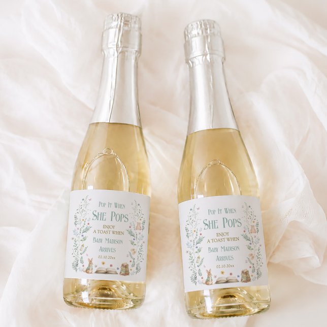 Pop It When She Pops New Chapter Baby Shower  Sparkling Wine Label (Creator Uploaded)