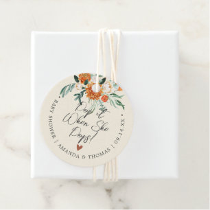 Pop it When She Pops Orange Flowers Baby Shower Favour Tags