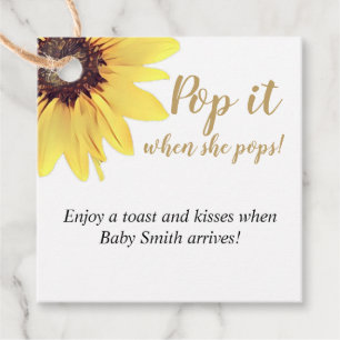 Pop it When She Pops! Painted Sunflower Favour Tags