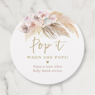 Pop It When She Pops Pampas Grass Baby Shower Favour Tags