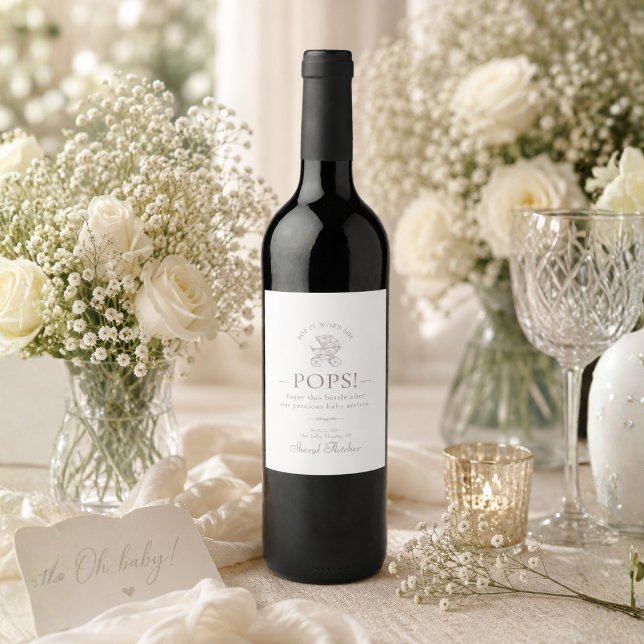Pop It When She Pops Personalised Baby Shower Wine Label (Creator Uploaded)