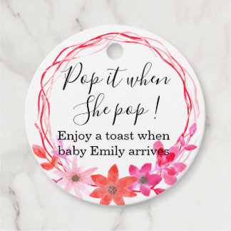 Pop it When She pops pink floral Favour Tags