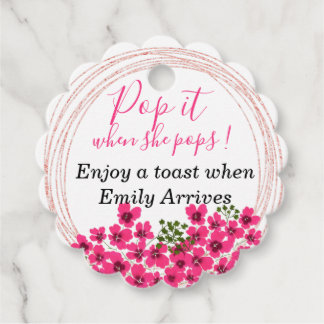 Pop it When She pops pink floral Favour Tags