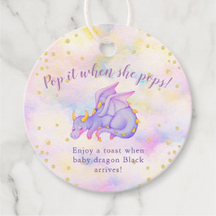 Pop It When She Pops Purple Dragon Baby Shower Favour Tags
