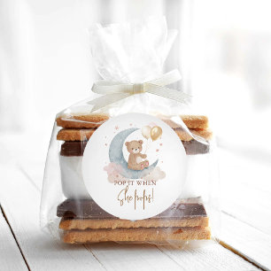 Pop It When She Pops Teddy Bear Baby Shower Classic Round Sticker