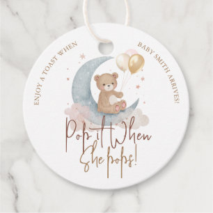 Pop It When She Pops Teddy Bear Baby Shower Favour Tags