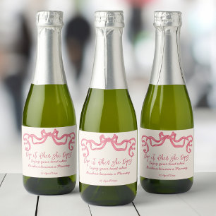 Pop it when she pops vintage ribbon sparkling wine label