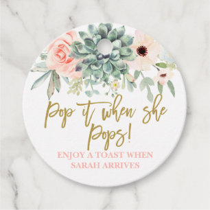Pop it when She Pops watercolor succulents Favour Tags