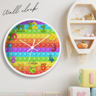 Pop-it with your name colorful kids room Wall Clock