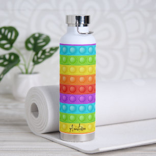Pop-it with your name colourful water bottle
