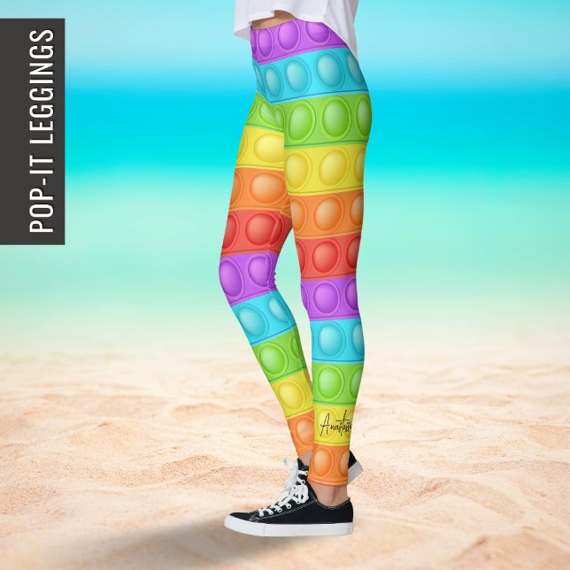 Pop it with your NAME elegant colourful sport yoga Leggings (Creator Uploaded)