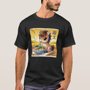 Pop Japanese Art Postage Stamp Cute Horse Foal Ram T-Shirt