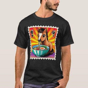 Pop Japanese Art Postage Stamp Cute Horse Foal Ram T-Shirt