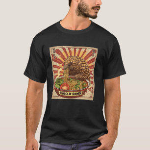 Pop Japanese Art Postage Stamp Noodles Pangolin Ra T-Shirt