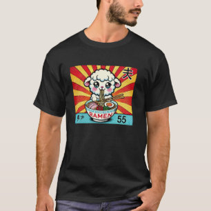 Pop Japanese Art Sunset Noodles Cute Lamb Sheep Ra T-Shirt