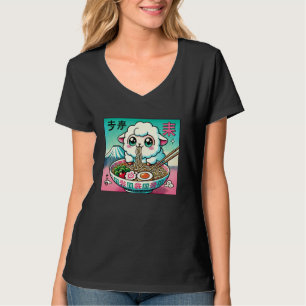 Pop Japanese Mt. Fuji Noodle Lover Cute Lamb Sheep T-Shirt