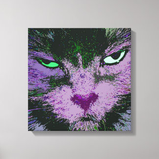 Pop Kitty Pink Wrapped Canvas Print