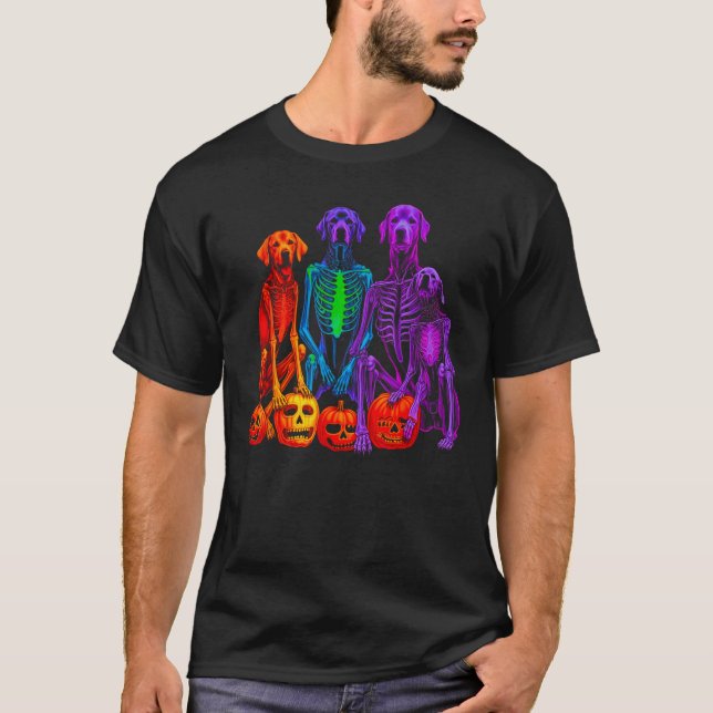 Pop Labrador Retriever Halloween Theme Skeleton T-Shirt (Front)