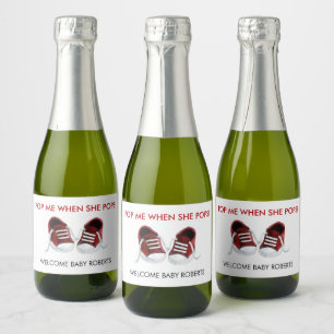 Pop Me When She Pops, Red Baby Sneakers Sparkling Wine Label