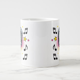 Pop microphone with colorful stars and music notes large coffee mug