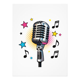 Pop microphone with colorful stars and music notes photo print