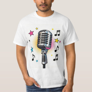 Pop microphone with colorful stars and music notes T-Shirt