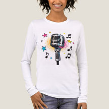 Pop microphone with colorful stars and music notes