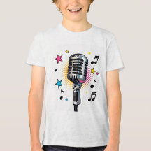 Pop microphone with colourful stars and music note