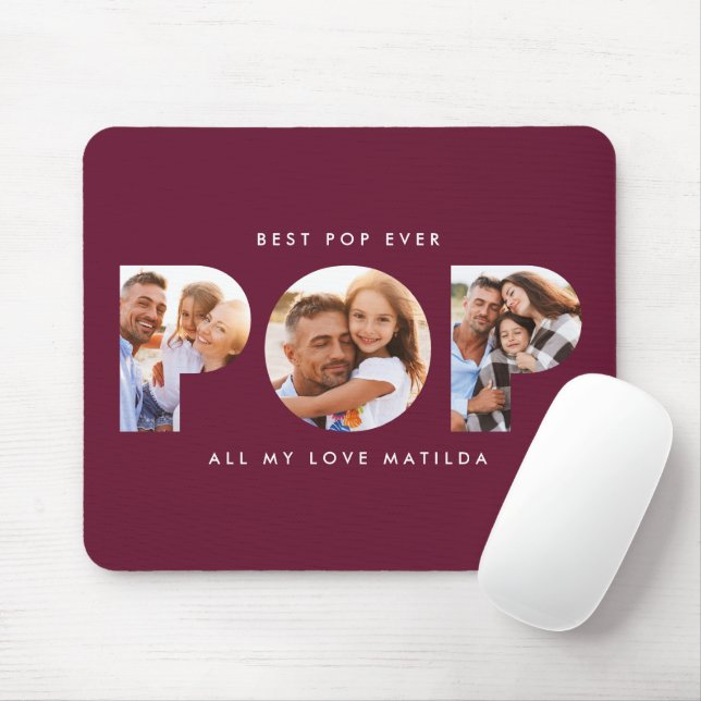 Pop multi photo modern burgundy elegant mouse mat (With Mouse)
