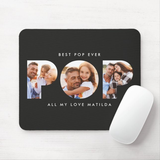Pop multi photo modern elegant contemporary black mouse mat (With Mouse)