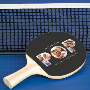 Pop multi photo modern typography black gift ping pong paddle