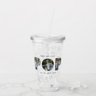 Pop multi photo modern typography elegant acrylic tumbler