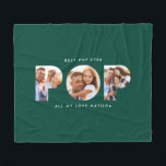 Pop multi photo modern typography elegant green fl fleece blanket<br><div class="desc">Pop multi photo modern contemporary elegant typography child gift. Ideal fathers day,  birthday or christmas gift. Green colour can be changed.</div>