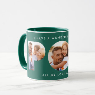 Pop multi photo modern typography elegant green mug