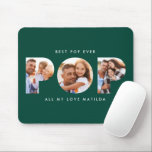 Pop multi photo modern typography green gift mouse mat<br><div class="desc">Pop multi photo modern contemporary elegant typography child gift. Ideal fathers day,  birthday or christmas gift. Green color can be changed.</div>