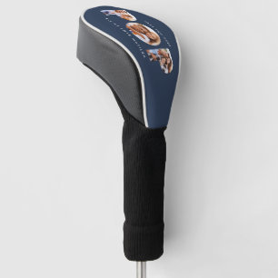 Pop multi photo modern typography navy blue golf head cover