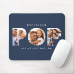 Pop multi photo modern typography navy blue mouse mat<br><div class="desc">Pop multi photo modern contemporary elegant typography child gift. Ideal fathers day,  birthday or christmas gift. Navy blue colour can be changed.</div>