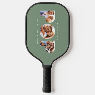 Pop multi photo modern typography sage green pickleball paddle
