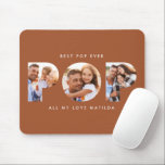Pop multi photo modern typography terracotta mouse mat<br><div class="desc">Pop multi photo modern contemporary elegant typography child gift. Ideal fathers day,  birthday or christmas gift. Terracotta colour can be changed.</div>