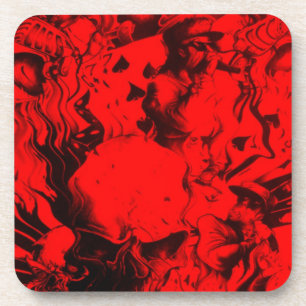 Pop Musician Portraits in Vibrant Red Colours Art  Coaster